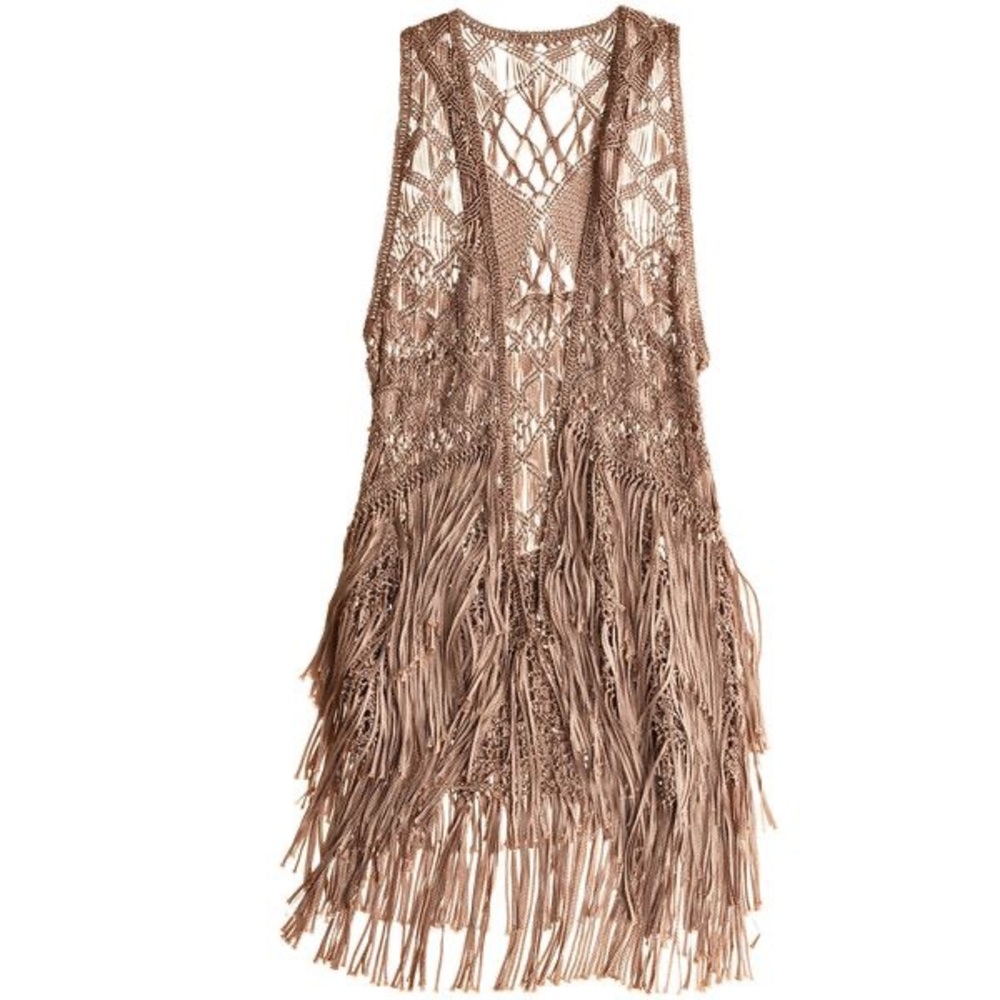 One size women’s Boutique ADORABLE fringe Boho Brown Deana Vest- MSRP $675🤍